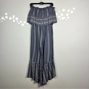 Japna Strapless Floral Flare Bell-Bottom Jumpsuit Size Medium